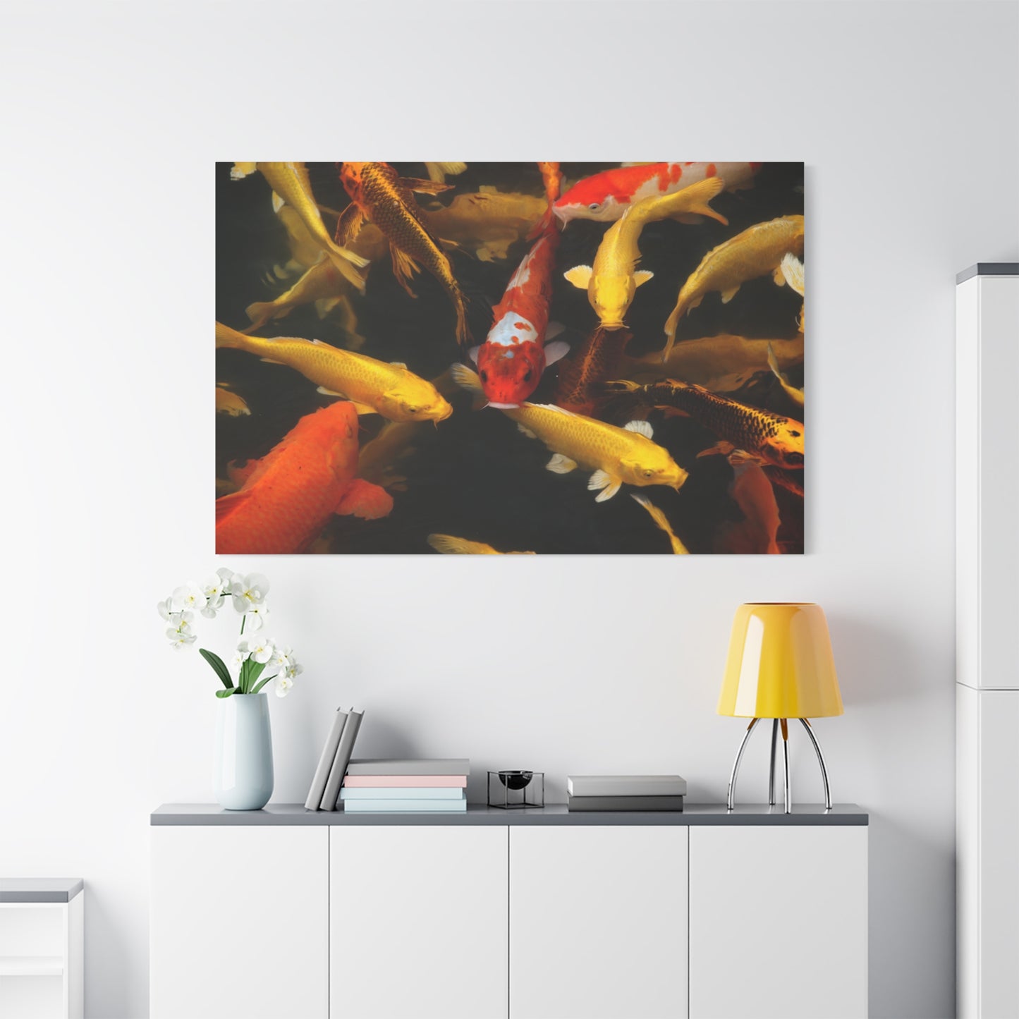 Tranquil Koi Fish Pond Canvas Wall Art – Serene Japanese Wildlife Print for Zen-Inspired Decor