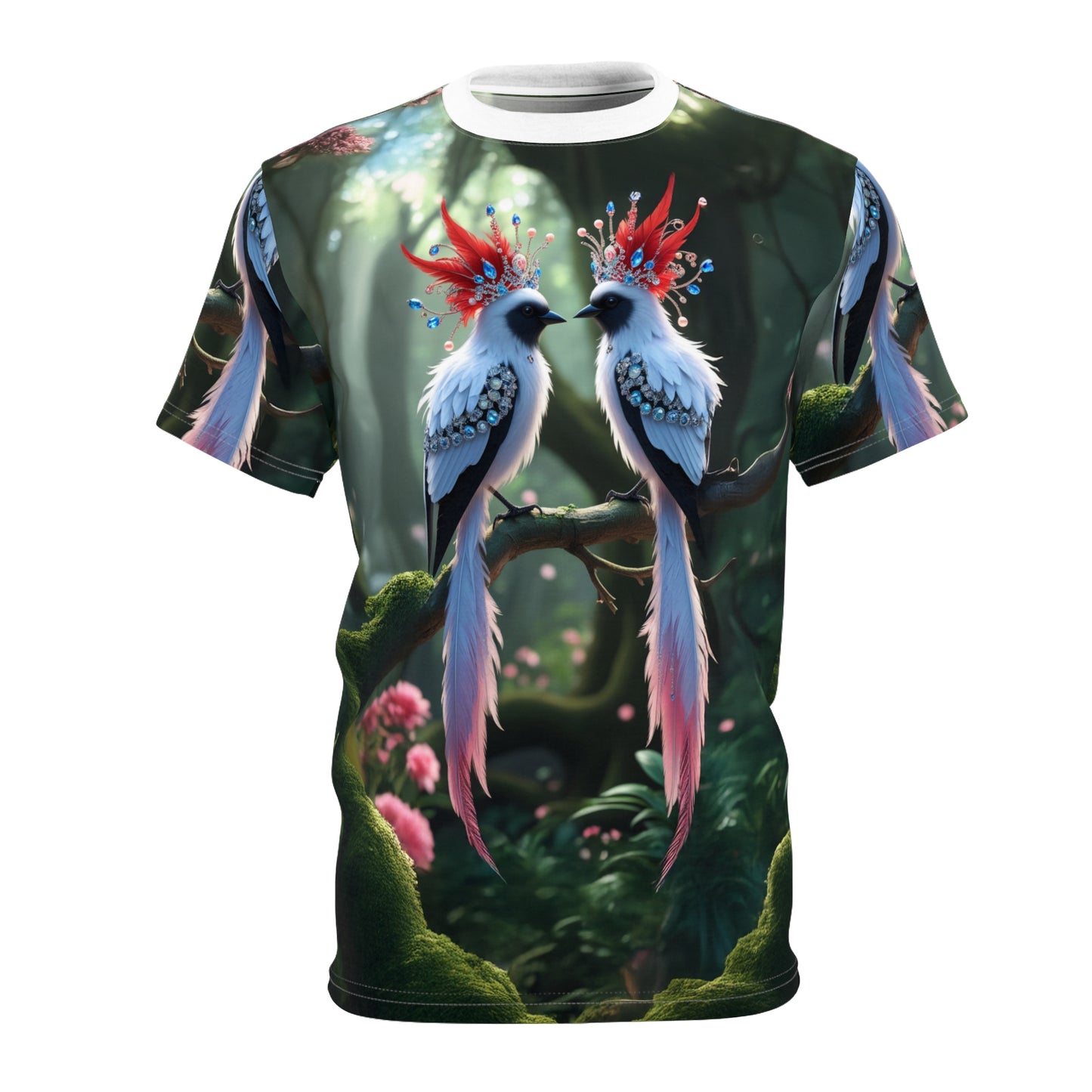 Enchanted Royal Birds – Jewel Crowned Fantasy T-Shirt