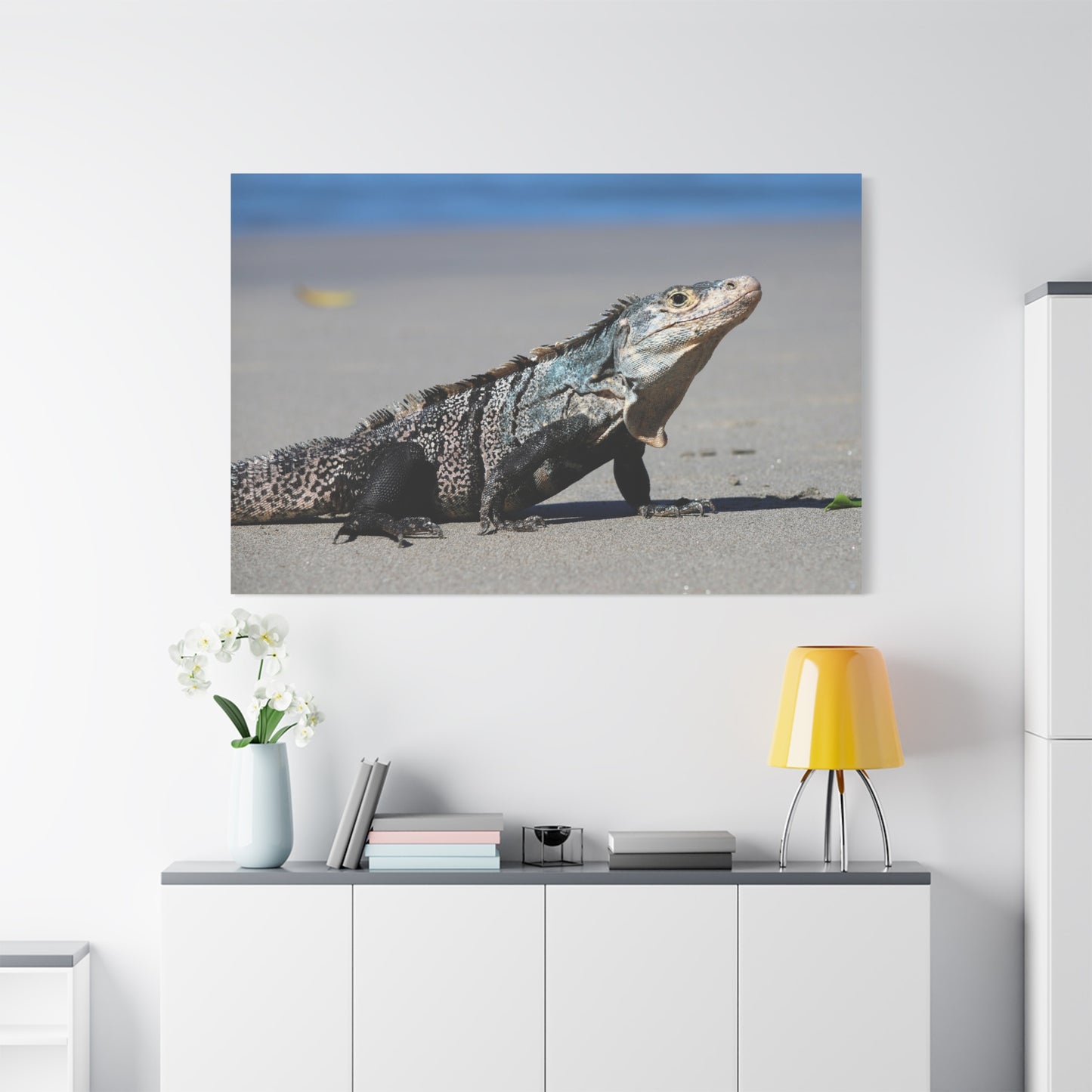 Iguana Lizard Reptile Beach Canvas Wall Art