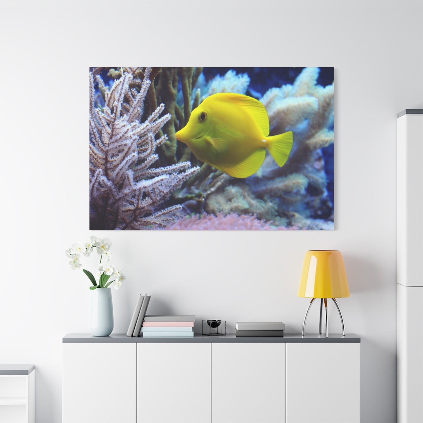 Doctor Fish Coral Reef Canvas Wall Art – Vibrant Underwater Scene
