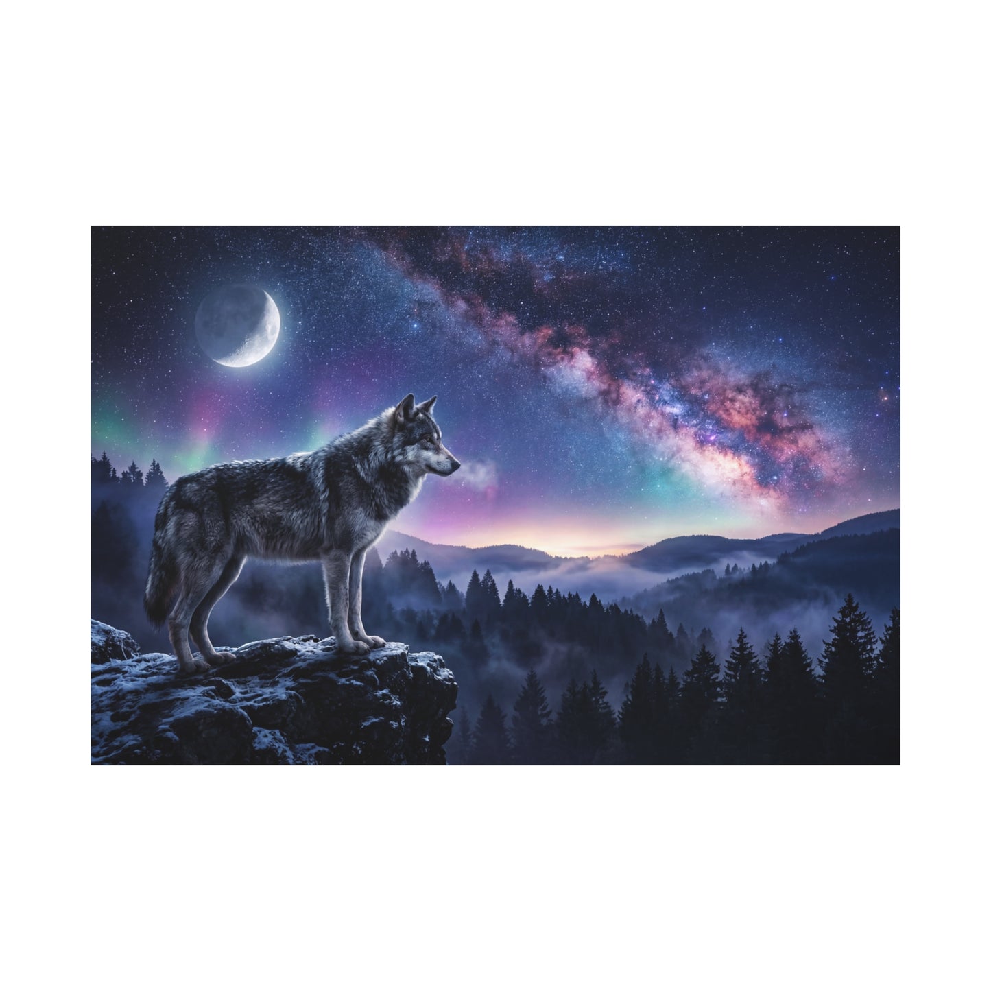 Celestial Guardian – Lone Wolf Under the Milky Way