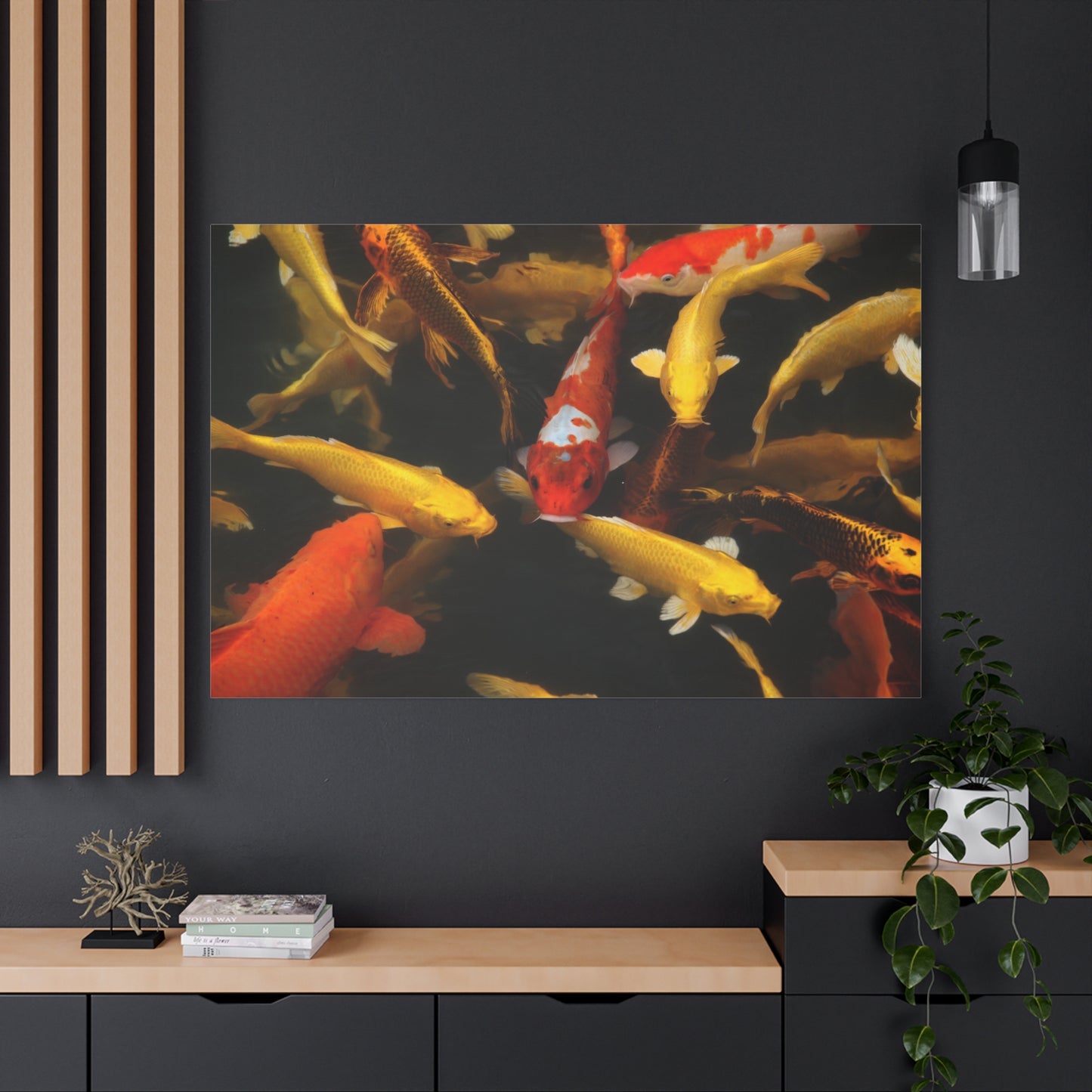 Tranquil Koi Fish Pond Canvas Wall Art – Serene Japanese Wildlife Print for Zen-Inspired Decor