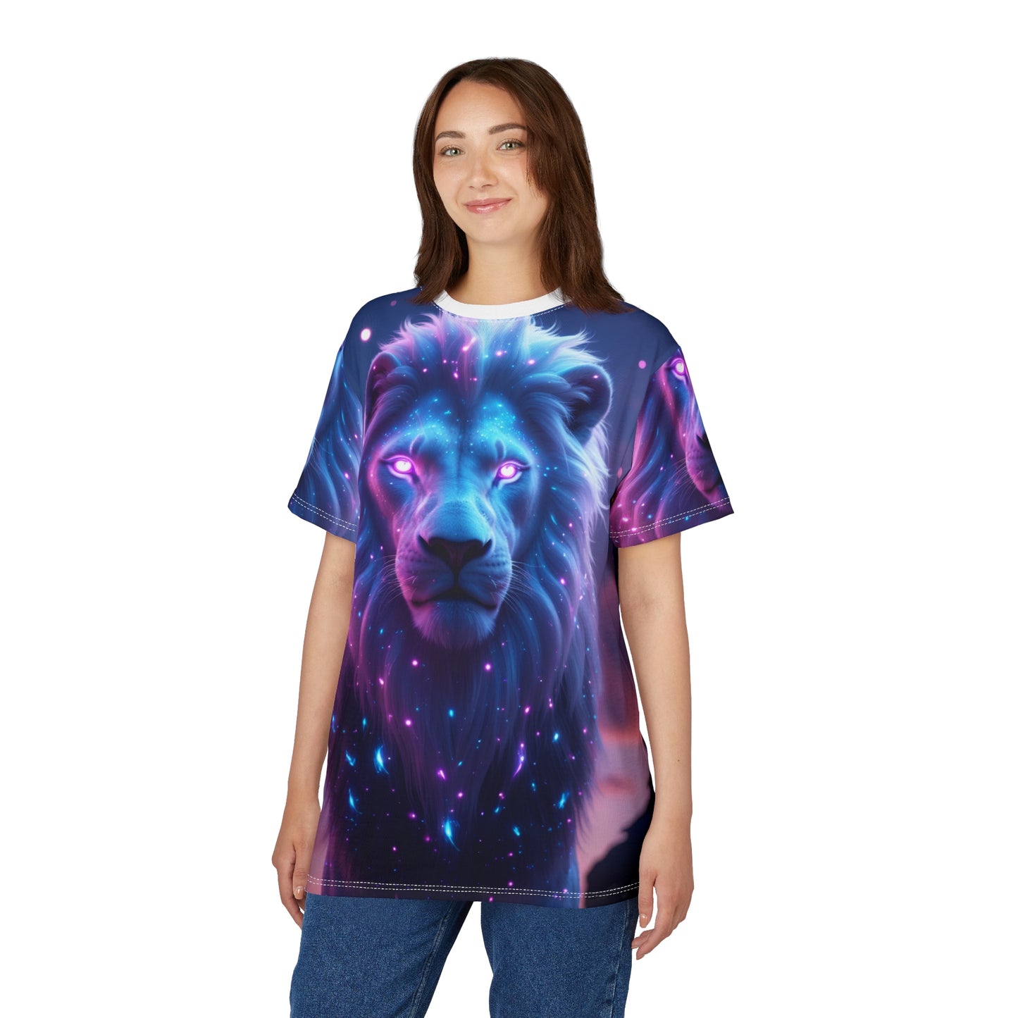 đŚ Cosmic Majesty â Glowing Galactic Lion T-Shirt