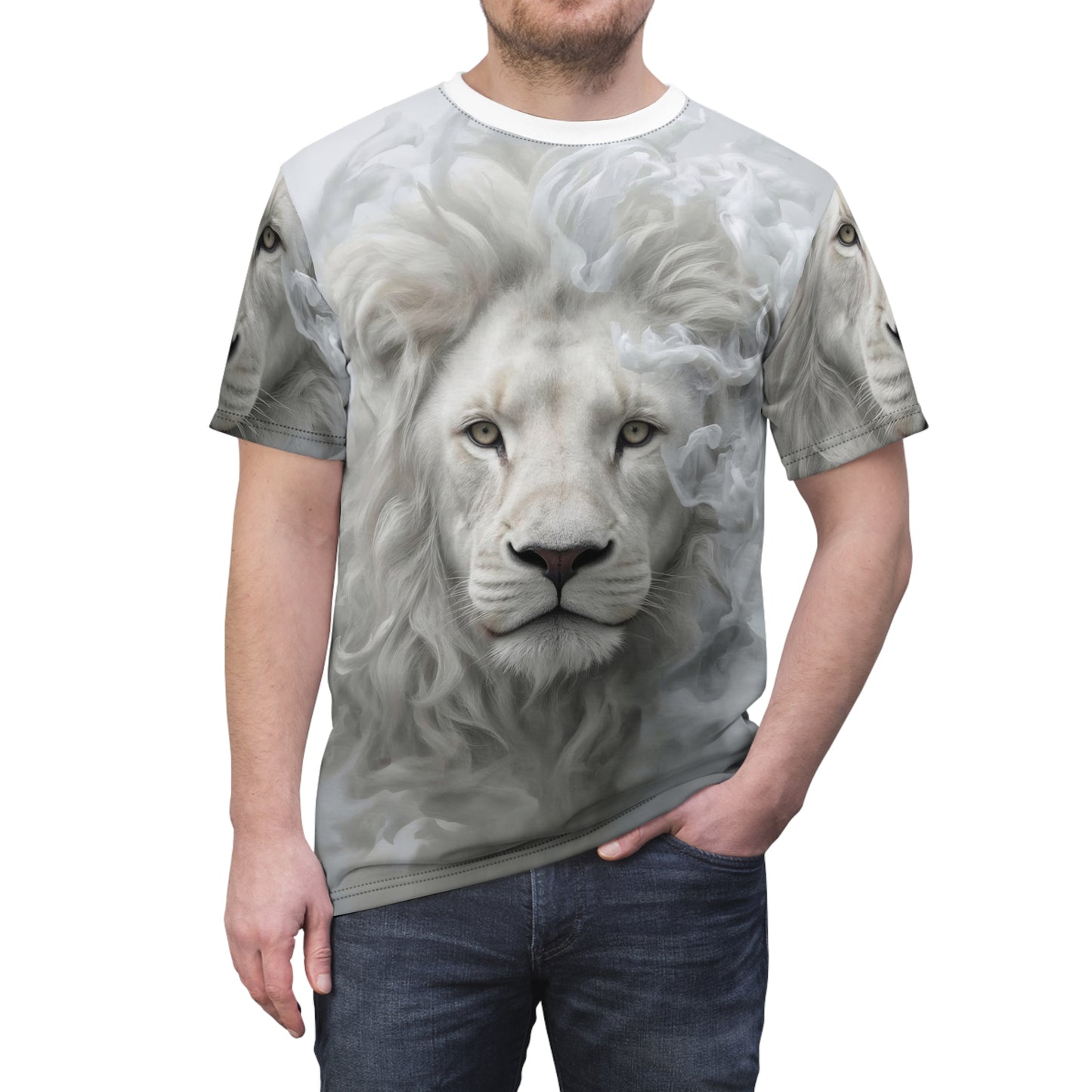 🕊️ Celestial White Lion – Spirit of Purity T-Shirt