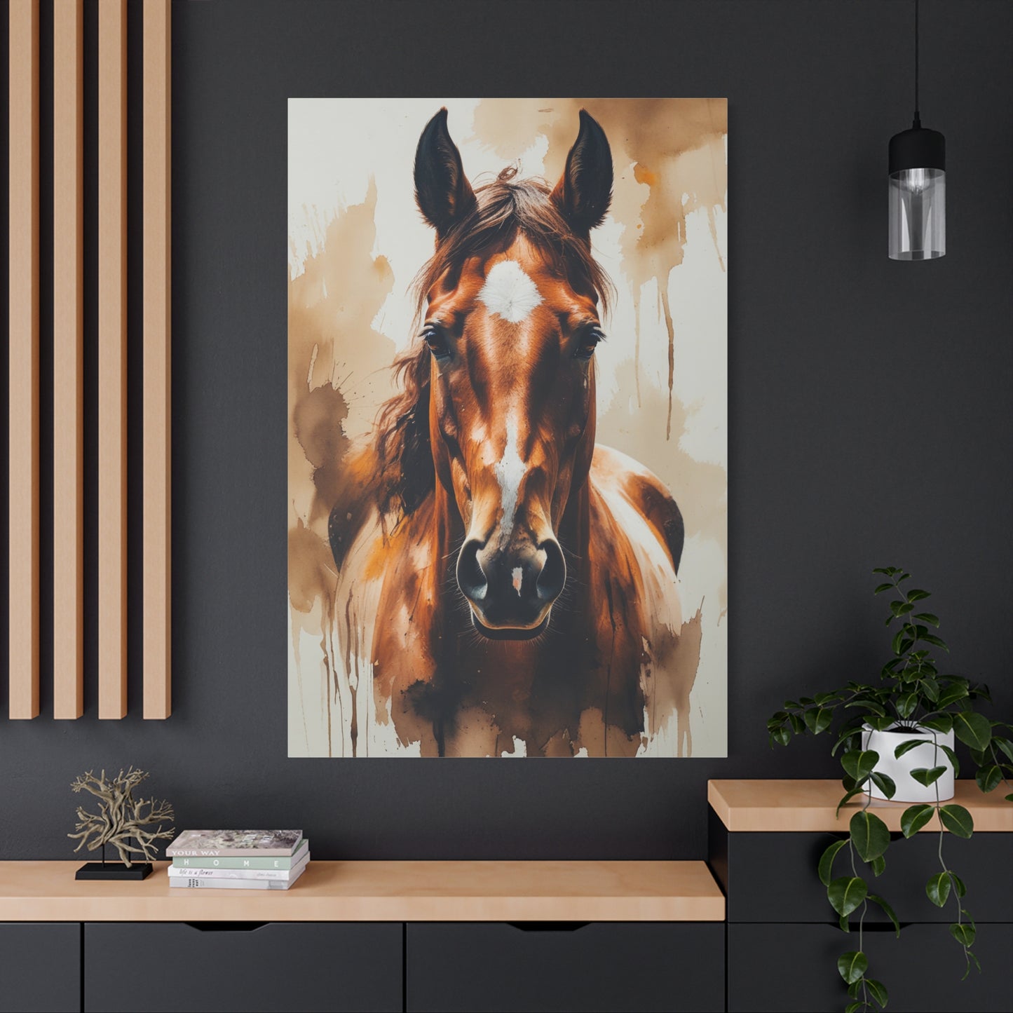 Majestic Gaze – Watercolor Horse Portrait Canvas
