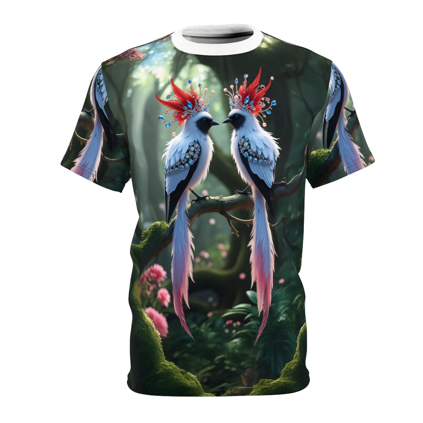 Enchanted Royal Birds – Jewel Crowned Fantasy T-Shirt