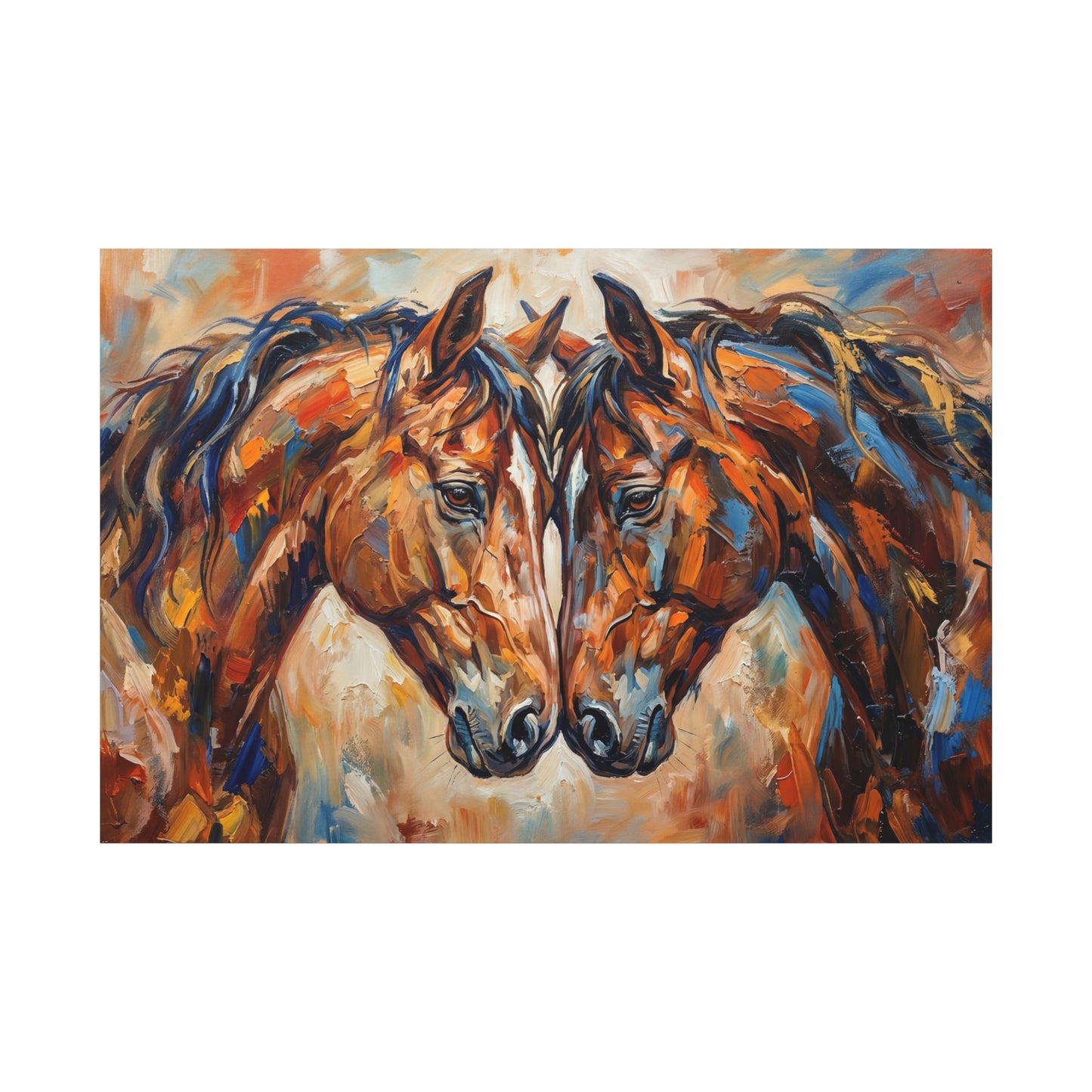 Bonded Horses – Expressive Abstract Equine Canvas Wall Art