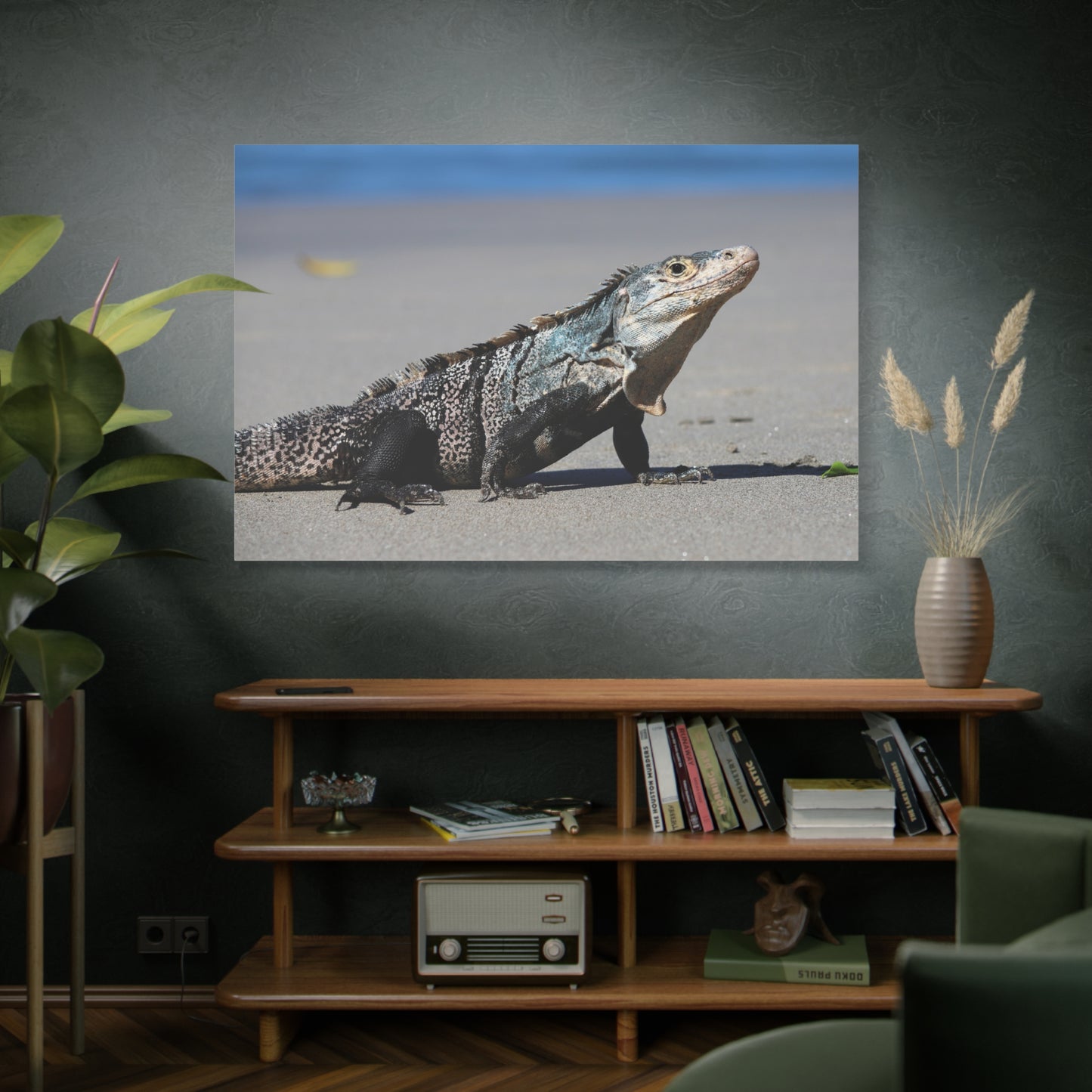 Iguana Lizard Reptile Beach Canvas Wall Art