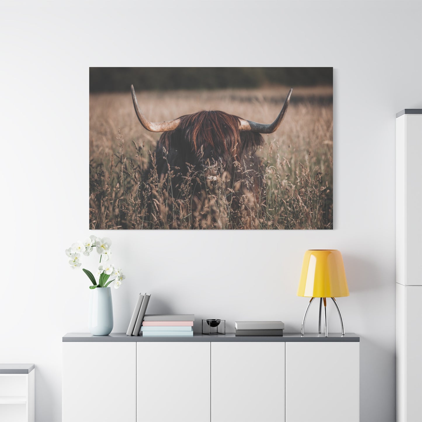 Highland Cow in Meadow – Rustic Nature Photography Print