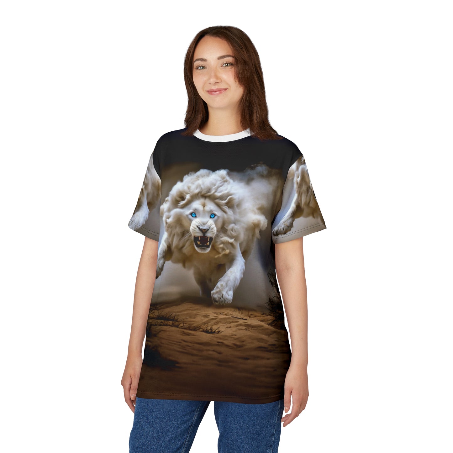 Fierce White Lion Power All-Over Print T-Shirt