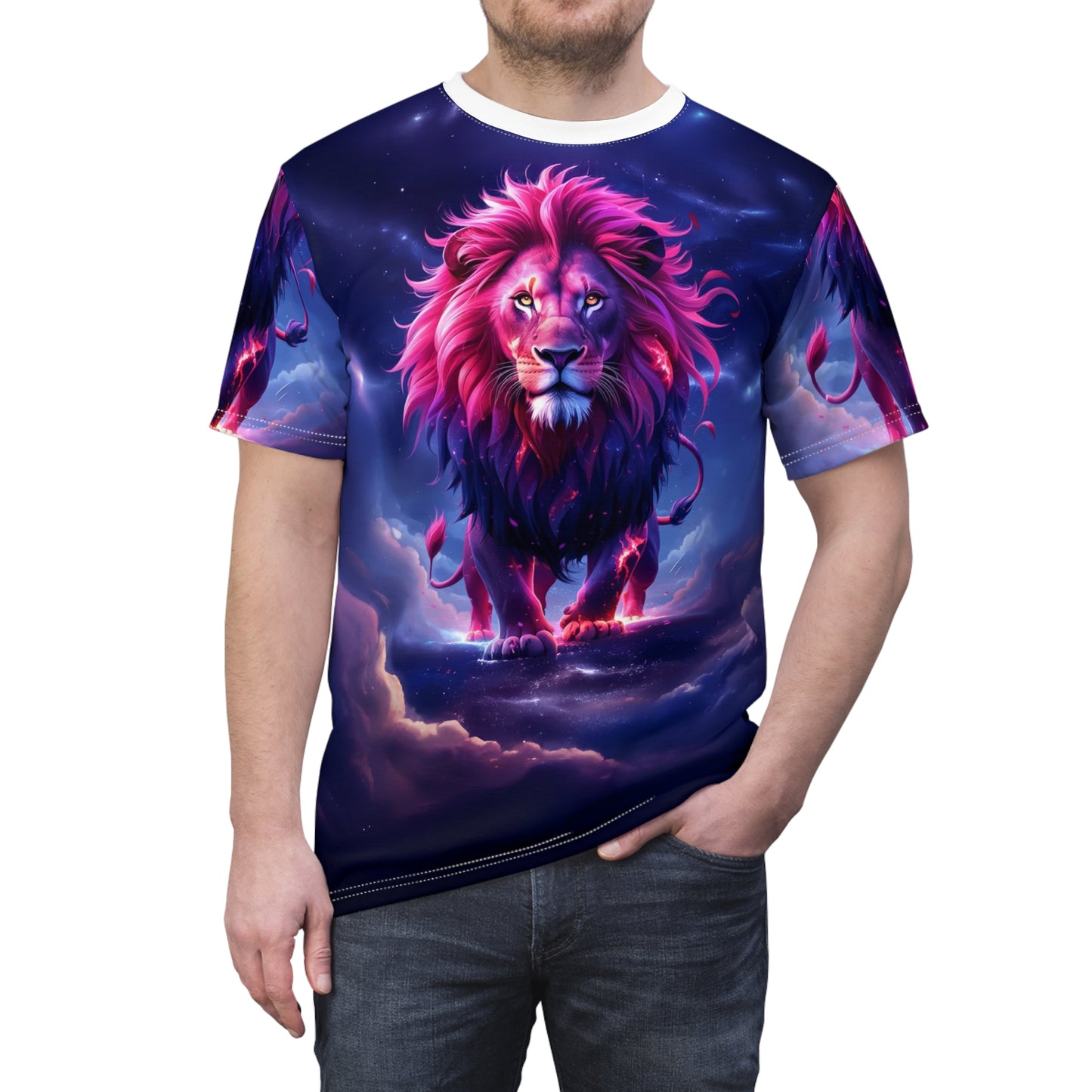 🔥 Cosmic Inferno Lion – Galactic Power T-Shirt
