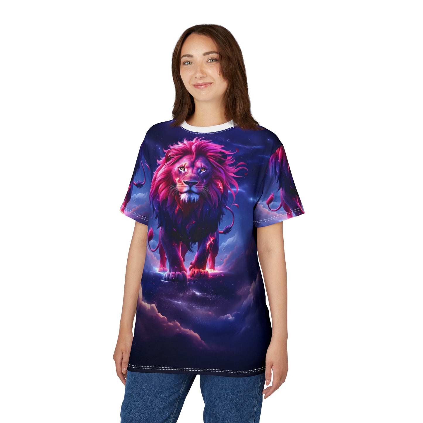 🔥 Cosmic Inferno Lion – Galactic Power T-Shirt
