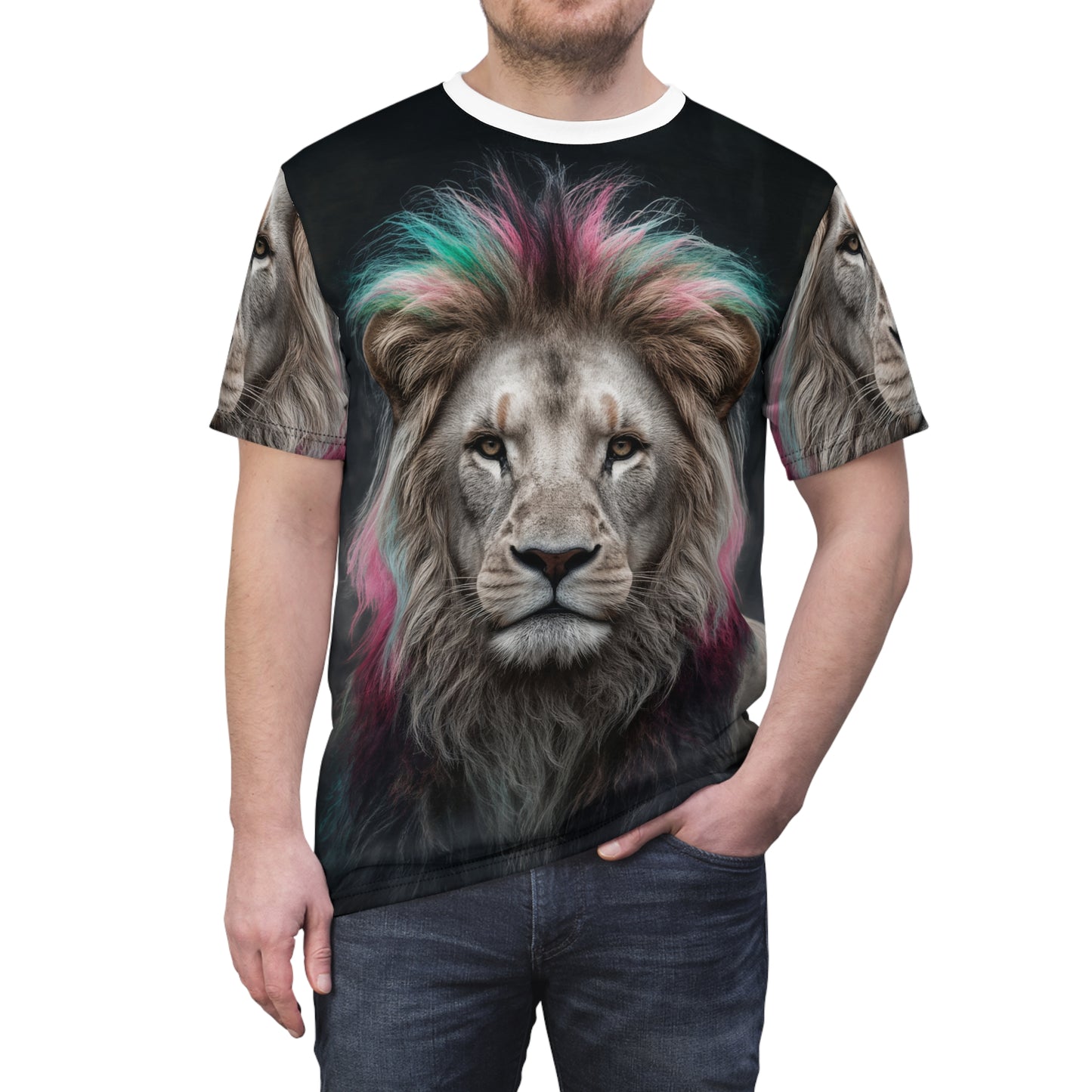 🎨 Neon Mane Lion – Vibrant Majesty T-Shirt