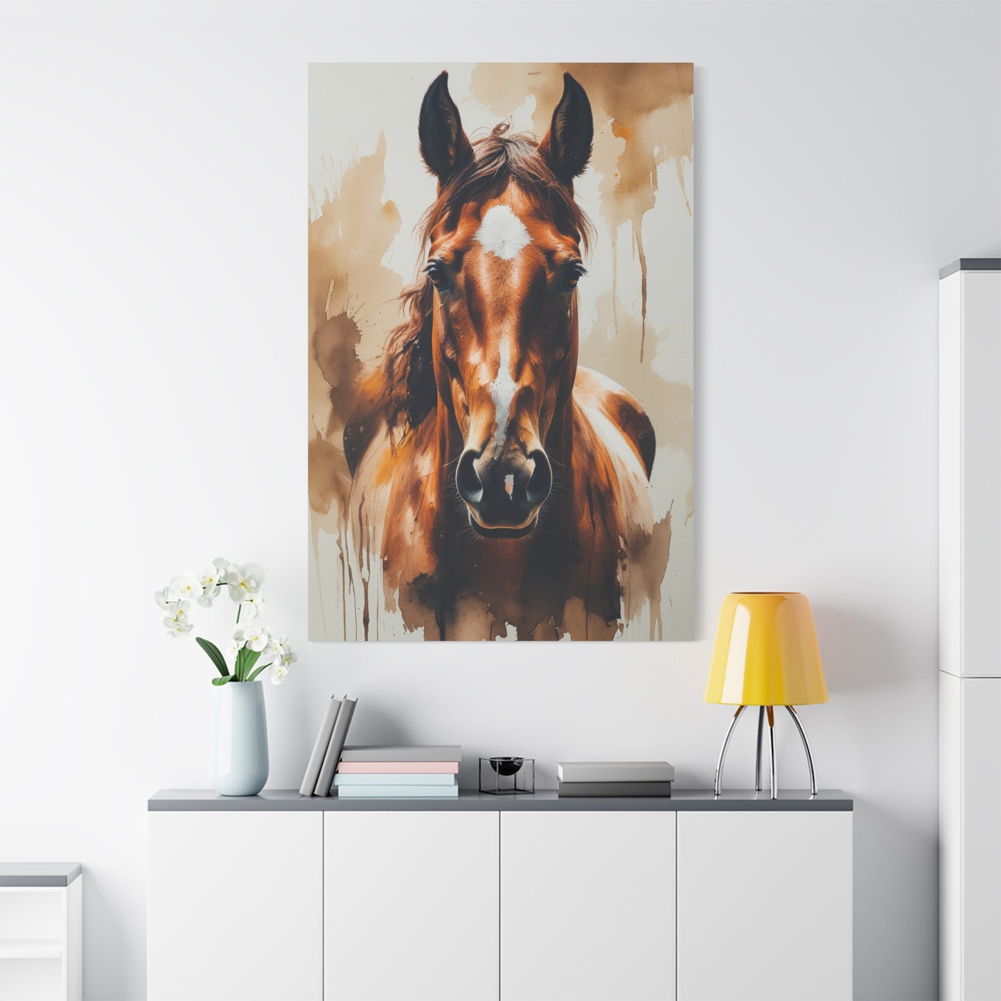 Majestic Gaze – Watercolor Horse Portrait Canvas