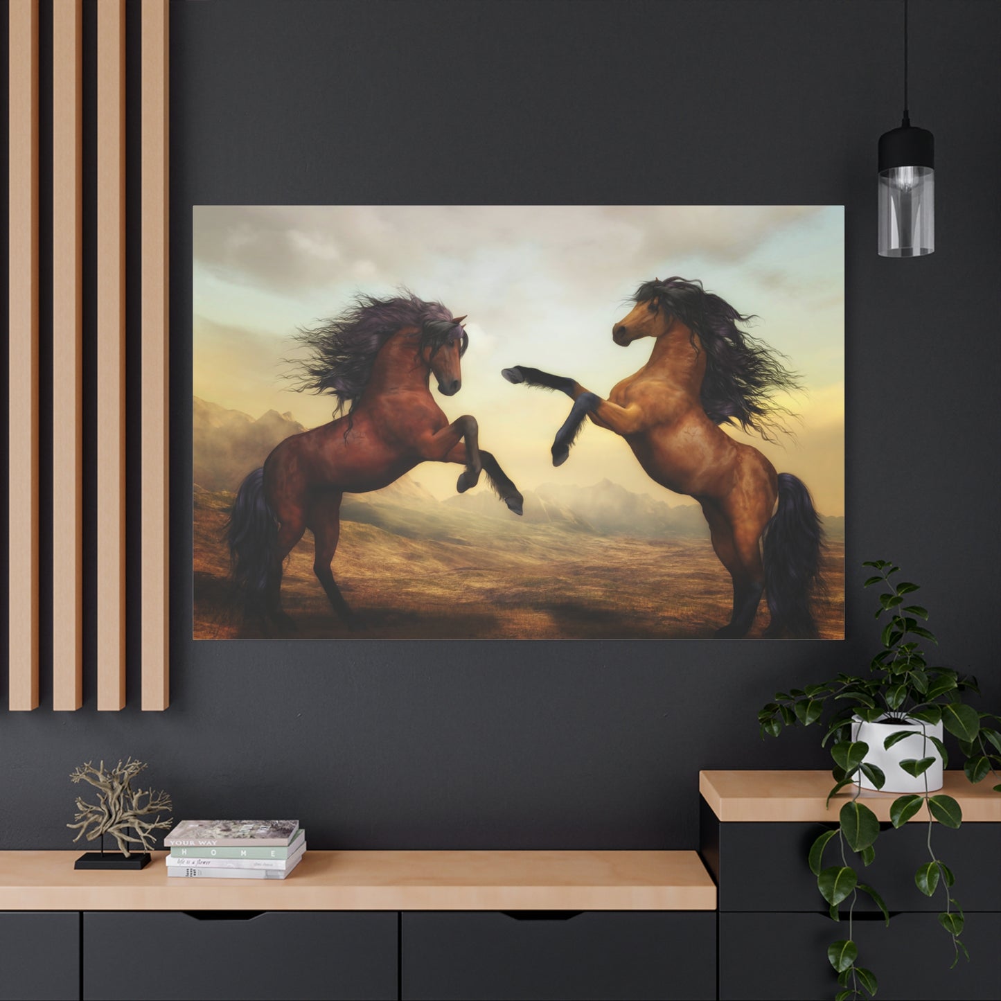 Wild Horses Pair Canvas Wall Art – Majestic Horses in Nature