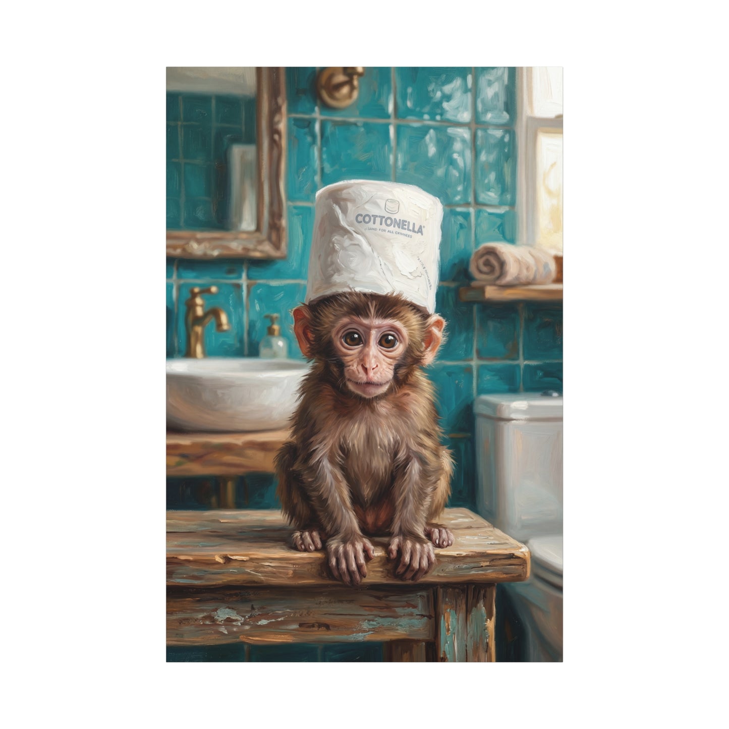 Cute Monkey Bathroom Humor – Adorable & Funny Canvas Wall Art