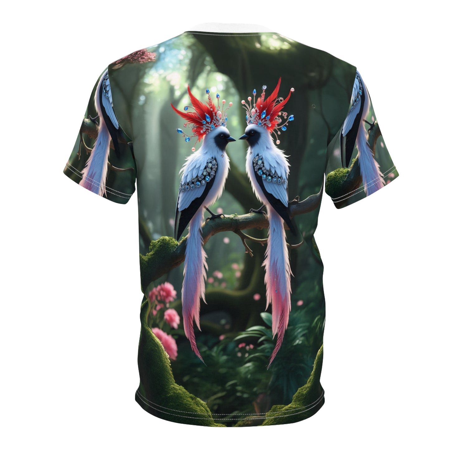 Enchanted Royal Birds – Jewel Crowned Fantasy T-Shirt