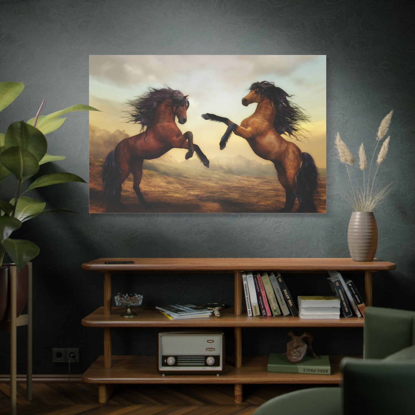Wild Horses Pair Canvas Wall Art – Majestic Horses in Nature
