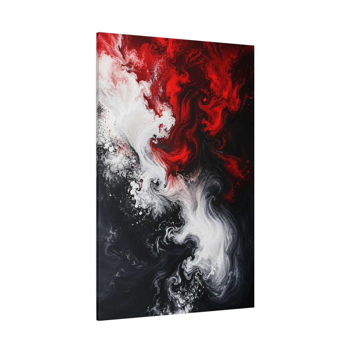 Crimson Storm – Red White and Black Abstract Canvas Wall Art - ART OF ROYALS