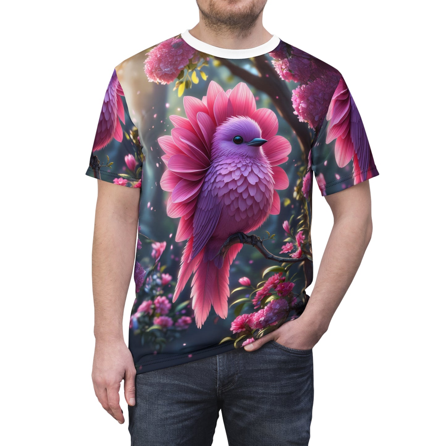 Enchanted Blossom Bird – Fantasy T-Shirt