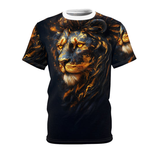 🔥 Golden Flame Lion – Regal Power T-Shirt