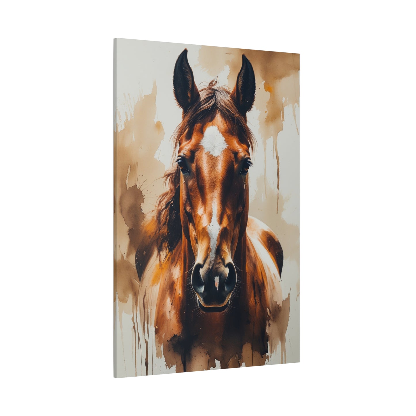 Majestic Gaze – Watercolor Horse Portrait Canvas