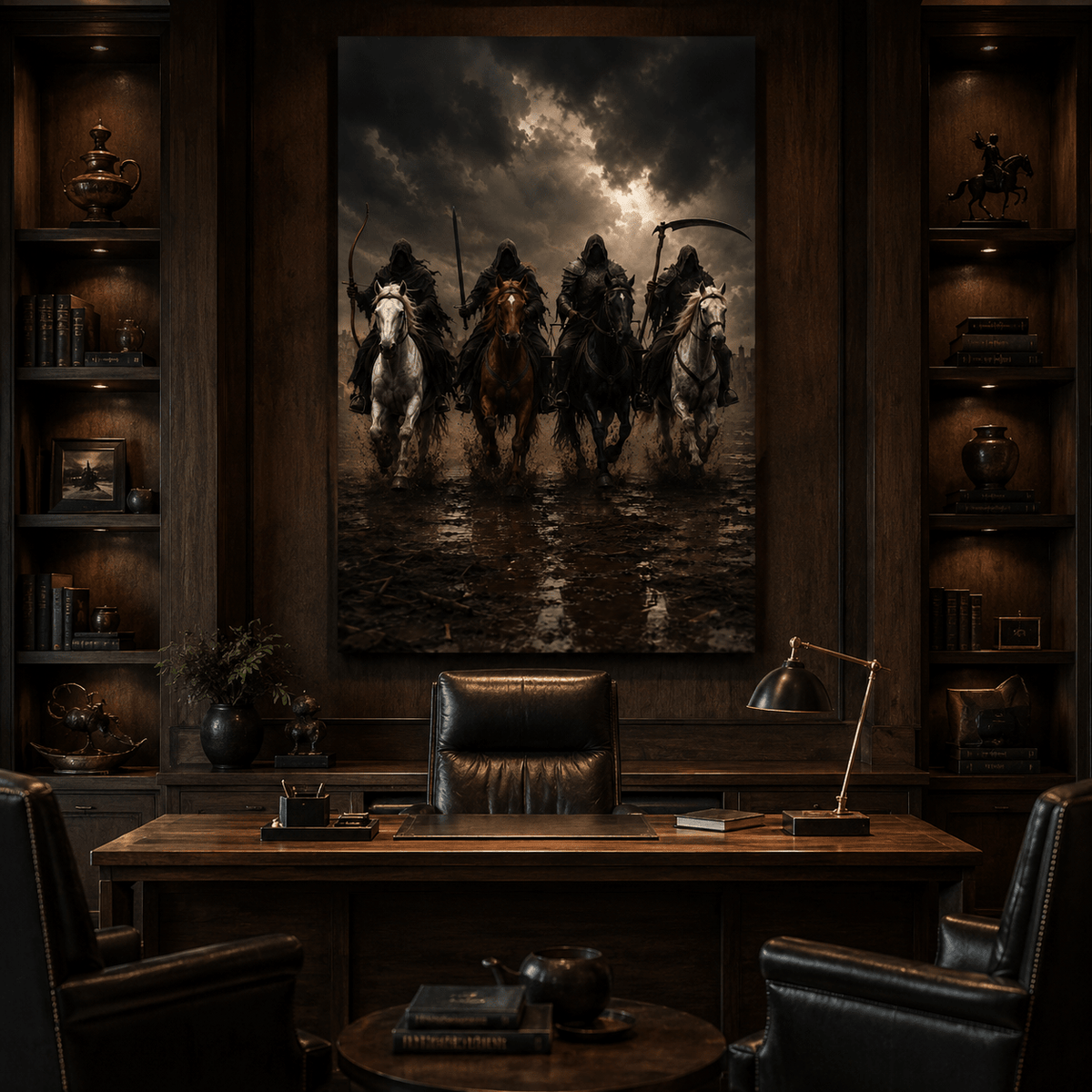Four Horsemen of the Apocalypse Wrapped Canvas Wall Art – Dark Biblical Riders Print - ART OF ROYALS