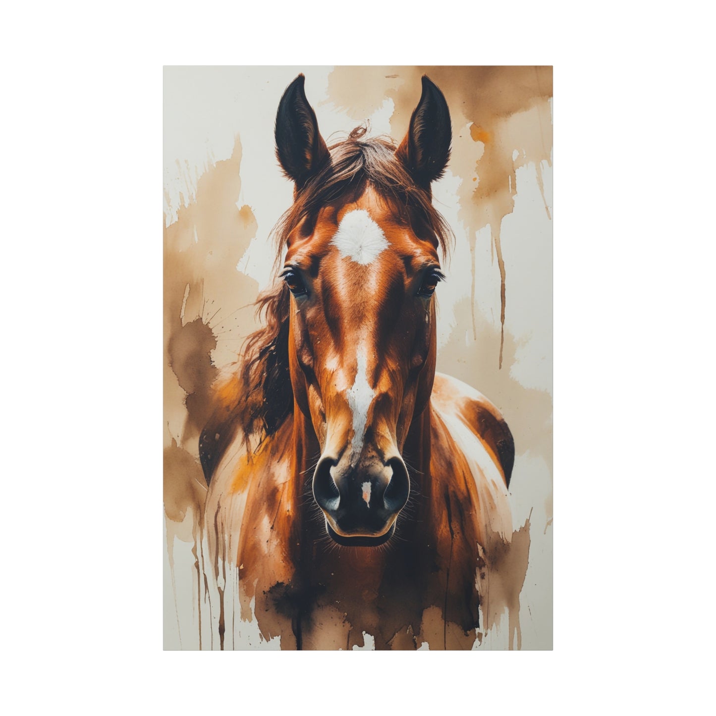 Majestic Gaze – Watercolor Horse Portrait Canvas