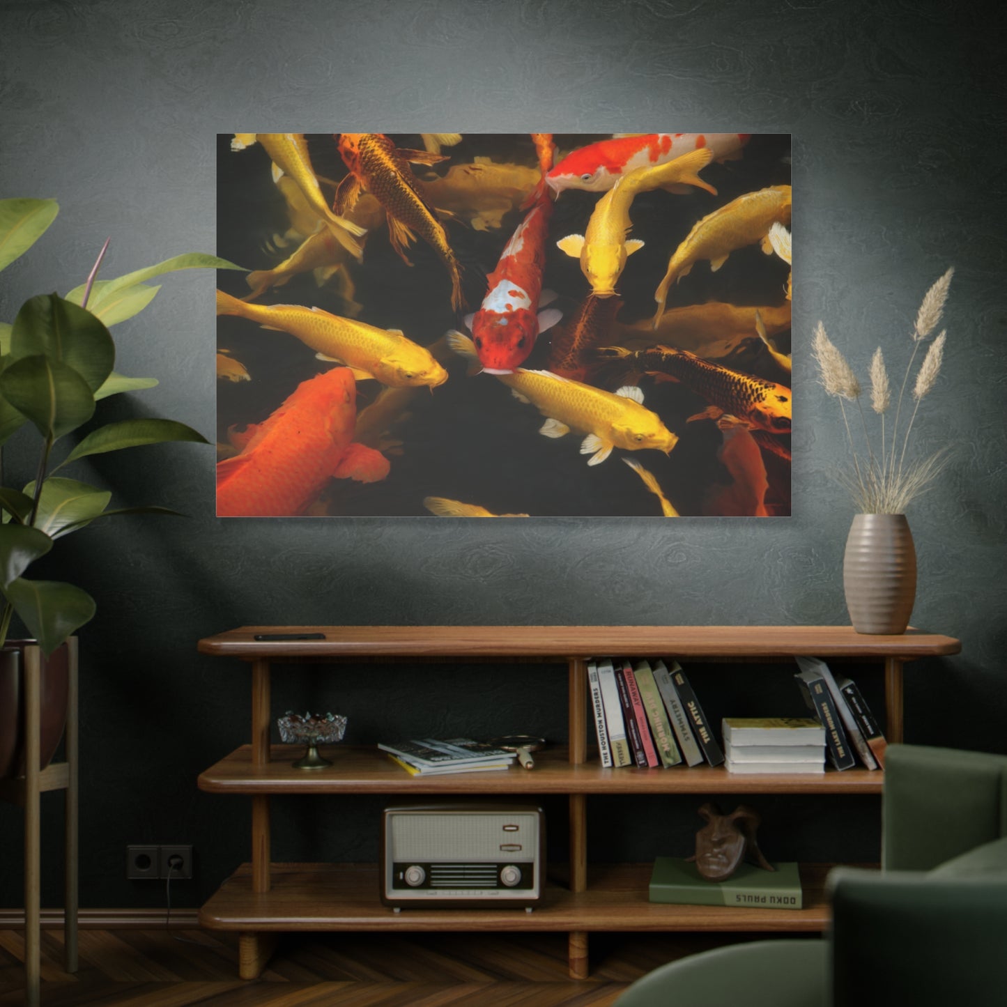 Tranquil Koi Fish Pond Canvas Wall Art – Serene Japanese Wildlife Print for Zen-Inspired Decor