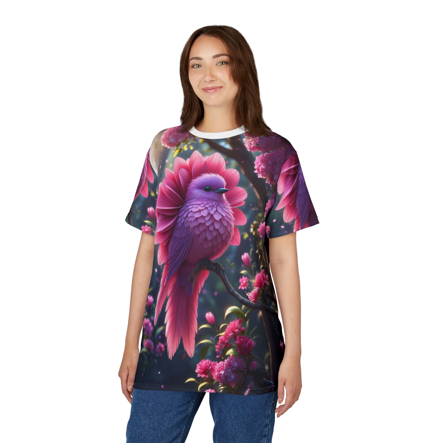 Enchanted Blossom Bird – Fantasy T-Shirt
