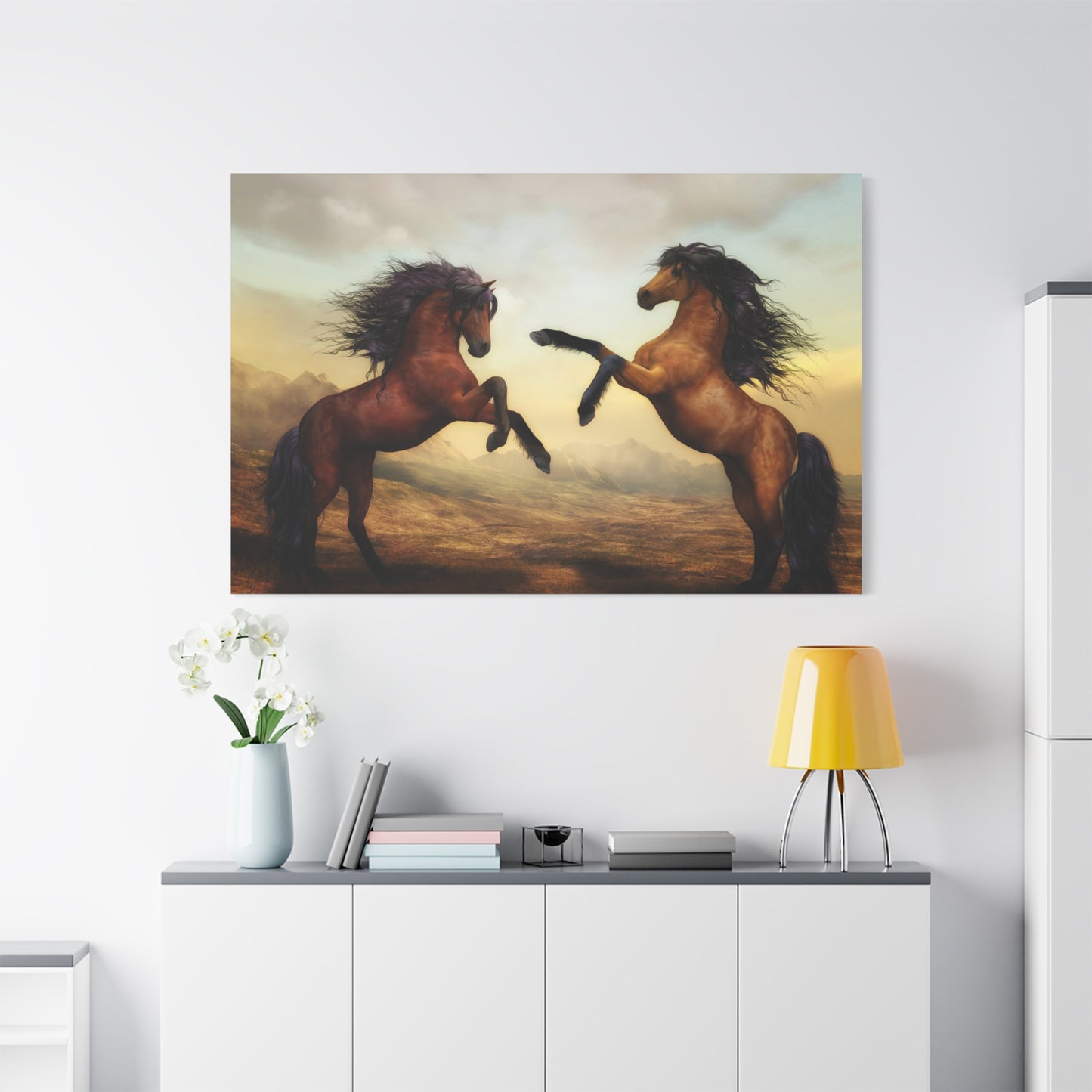 Wild Horses Pair Canvas Wall Art – Majestic Horses in Nature