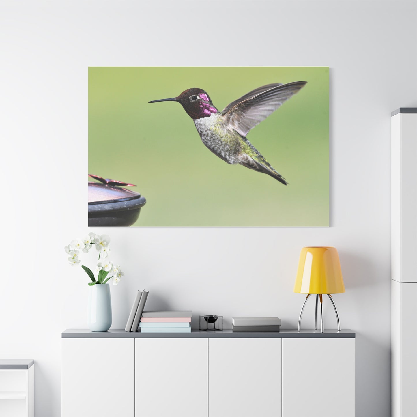 Graceful Hummingbird in Flight Canvas Wall Art – Serene Wildlife Decor for Modern Interiors