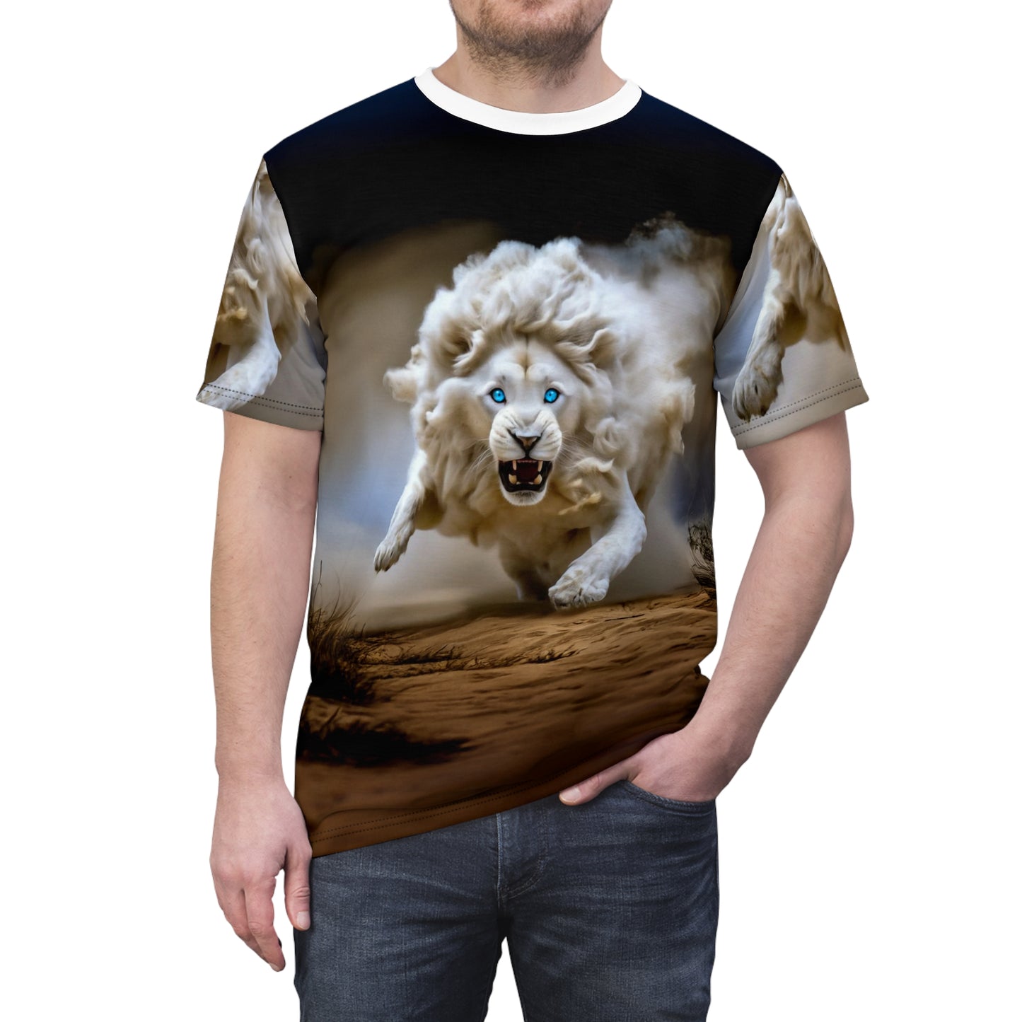 Fierce White Lion Power All-Over Print T-Shirt