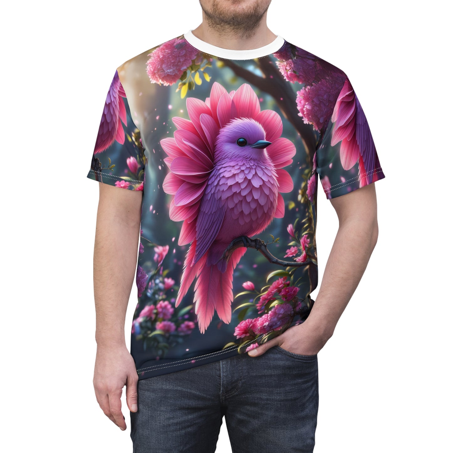 Enchanted Blossom Bird – Fantasy T-Shirt