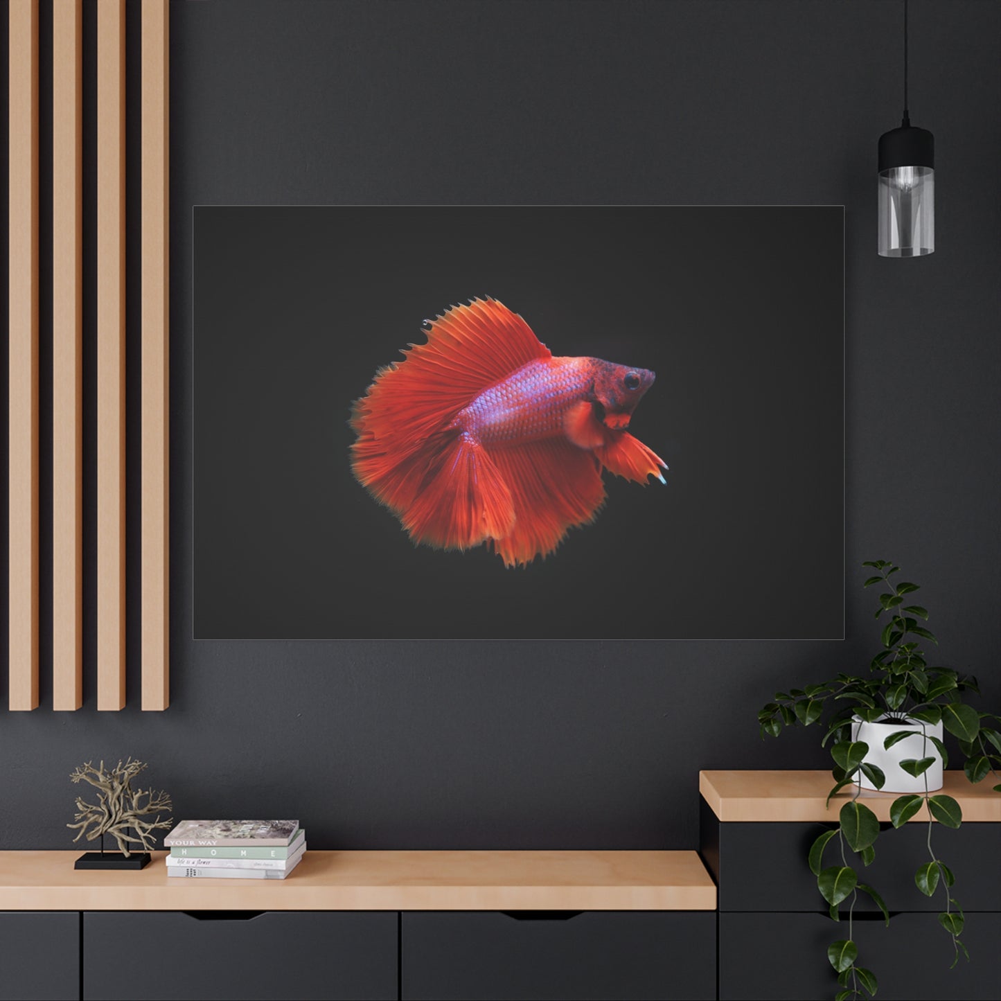 Vibrant Betta Fish Canvas Wall Art – Elegant Siamese Fighting Fish Print for Modern Decor Spaces