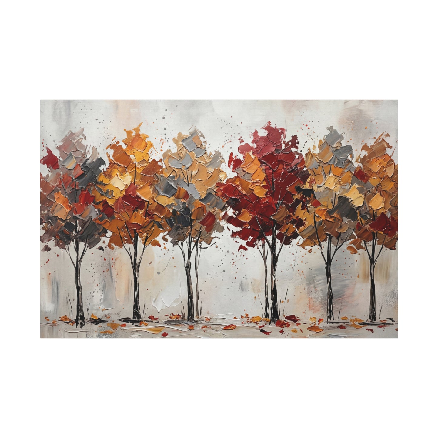 Autumn Harmony – Abstract Fall Trees Canvas Wall Art