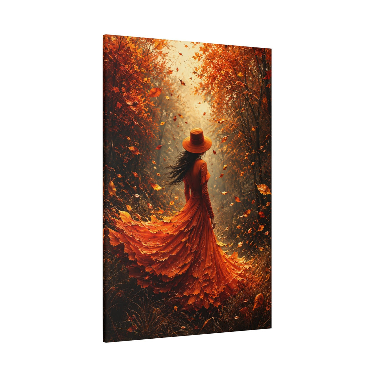 Daughter of Autumn – Woman in Fall Forest Canvas Wall Art - ART OF ROYALS