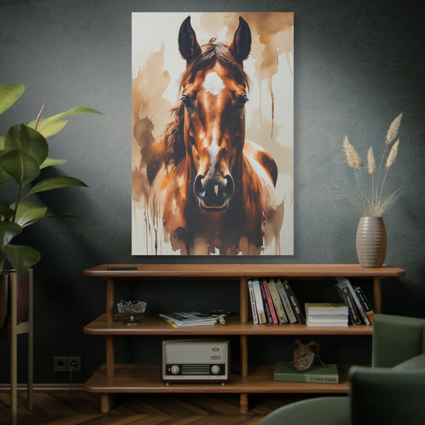 Majestic Gaze – Watercolor Horse Portrait Canvas