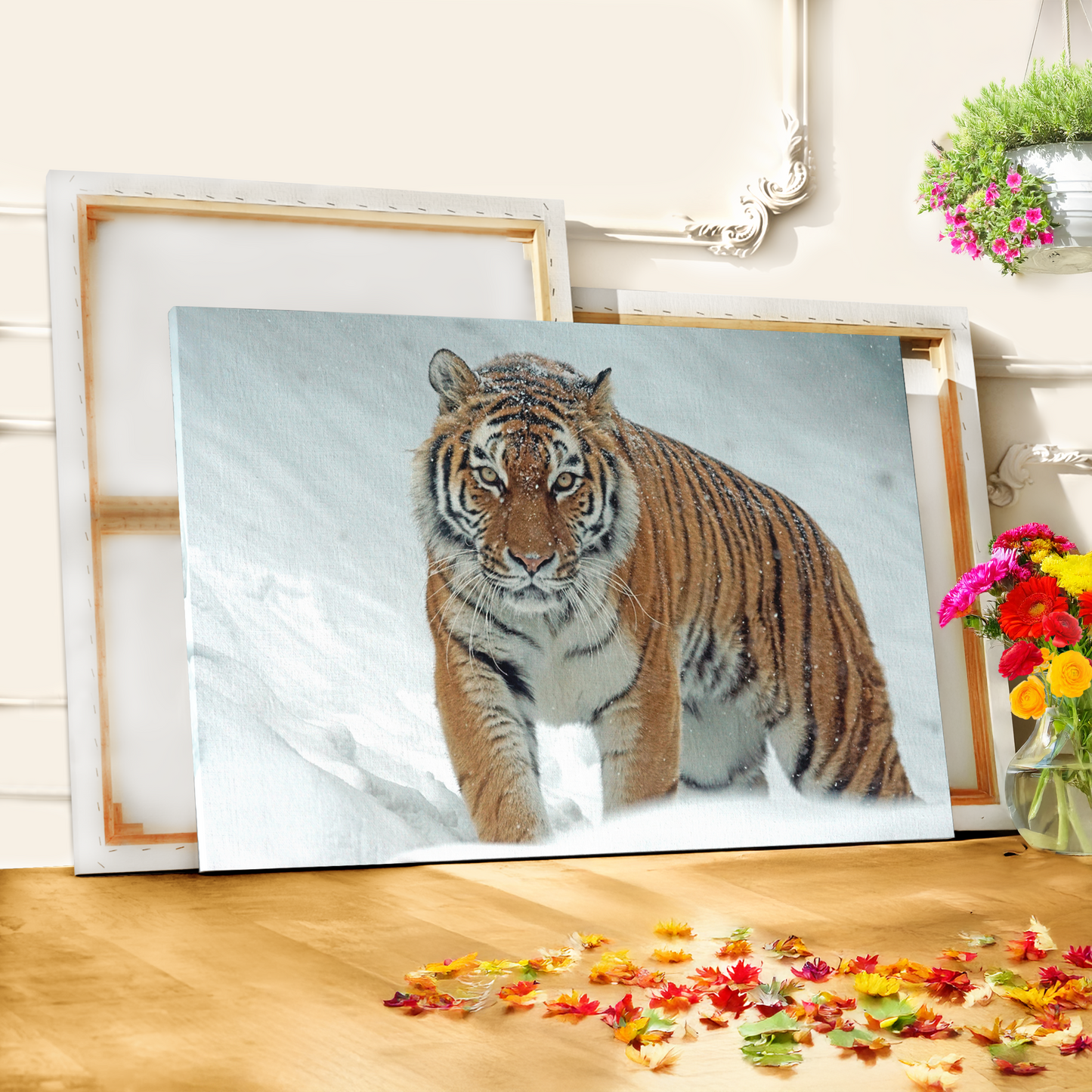 Siberian Tiger Canvas Wall Art – Majestic Predator in Snowy Wilderness