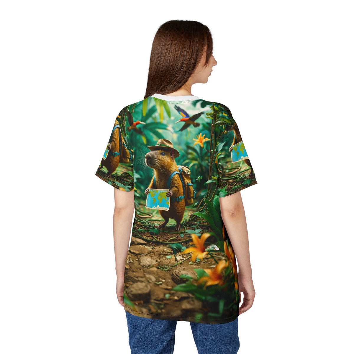 Adventurous Capybara – Thriller Forest Explorer T-Shirt 🏕️✨ - ART OF ROYALS