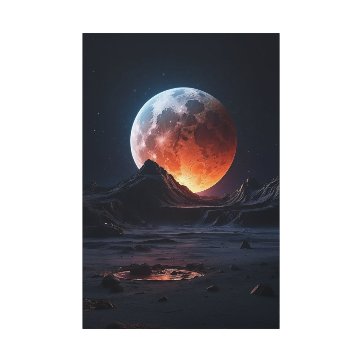 Blood Moon Over the Ocean - ART OF ROYALS