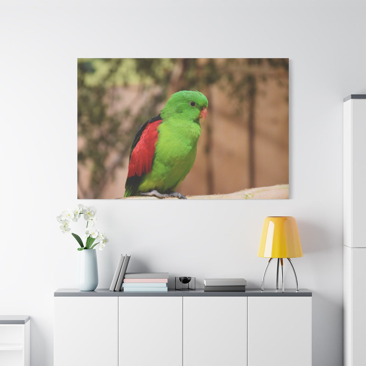 Green Parakeet Canvas Wall Art - ART OF ROYALS