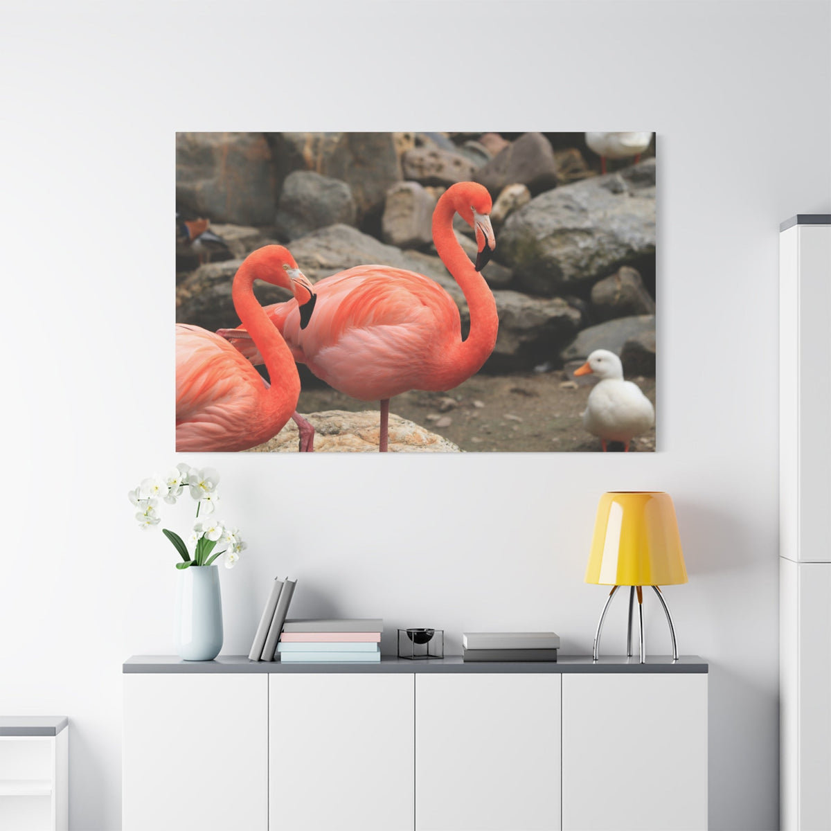 Pink Flamingo Canvas Wall Art – Elegant Tropical Bird Decor for Living Room & Office Spaces - ART OF ROYALS