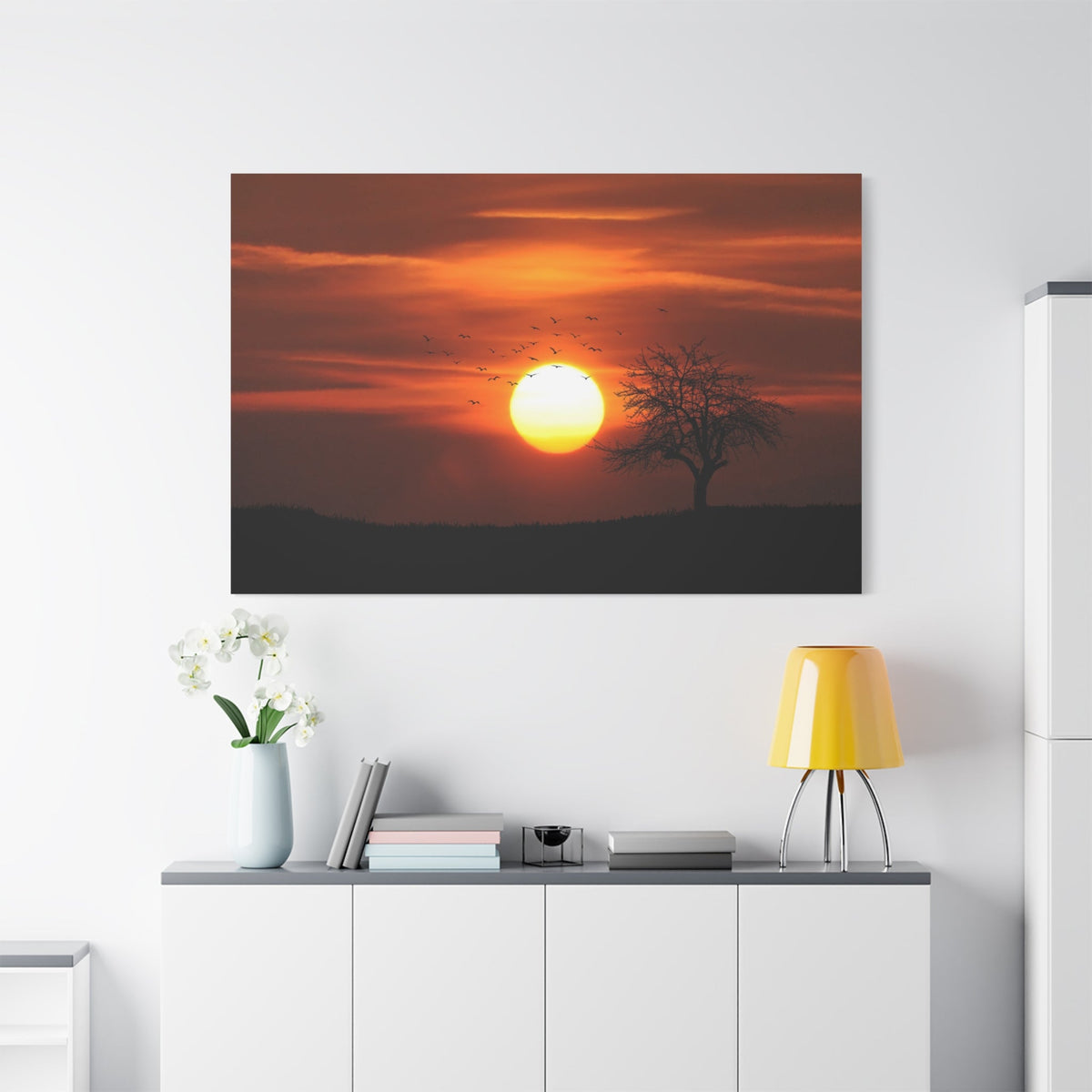 Sunset Serenity – Silhouetted Trees Against a Golden Sky - ART OF ROYALS