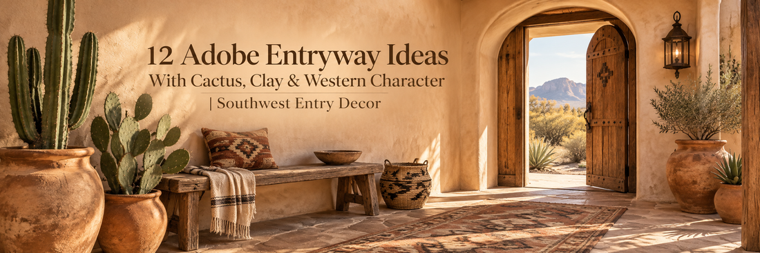 12 Adobe Entryway Ideas With Cactus, Clay & Western Character | Southwest Entry Decor