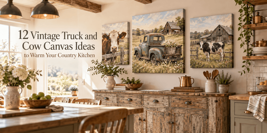 12 Vintage Truck and Cow Canvas Ideas to Warm Your Country Kitchen - ART OF ROYALS