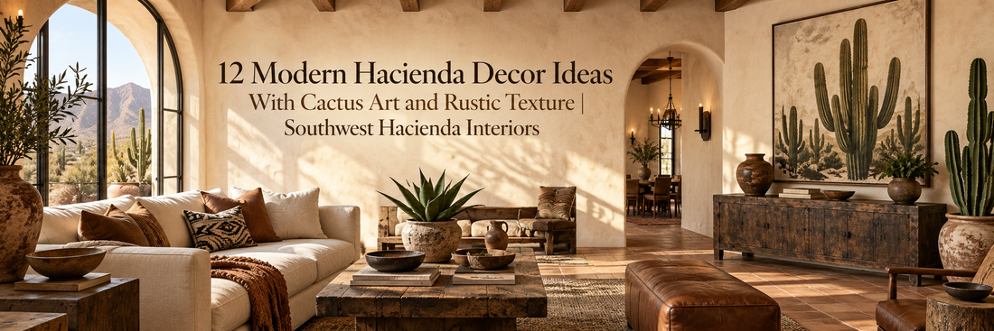 12 Modern Hacienda Decor Ideas With Cactus Art and Rustic Texture | Southwest Hacienda Interiors