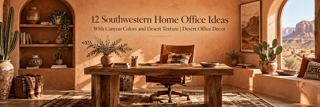 12 Southwestern Home Office Ideas With Canyon Colors and Desert Texture | Desert Office Decor - ART OF ROYALS