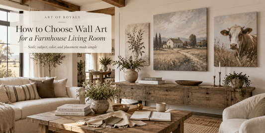How to Choose Wall Art for a Farmhouse Living Room | Size & Style Guide - ART OF ROYALS