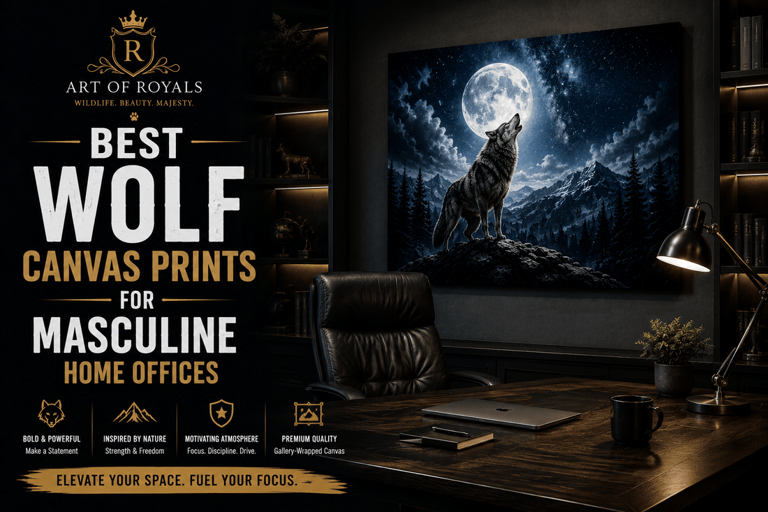 Best Wolf Canvas Prints for Masculine Home Offices | ArtOfRoyals - ART OF ROYALS